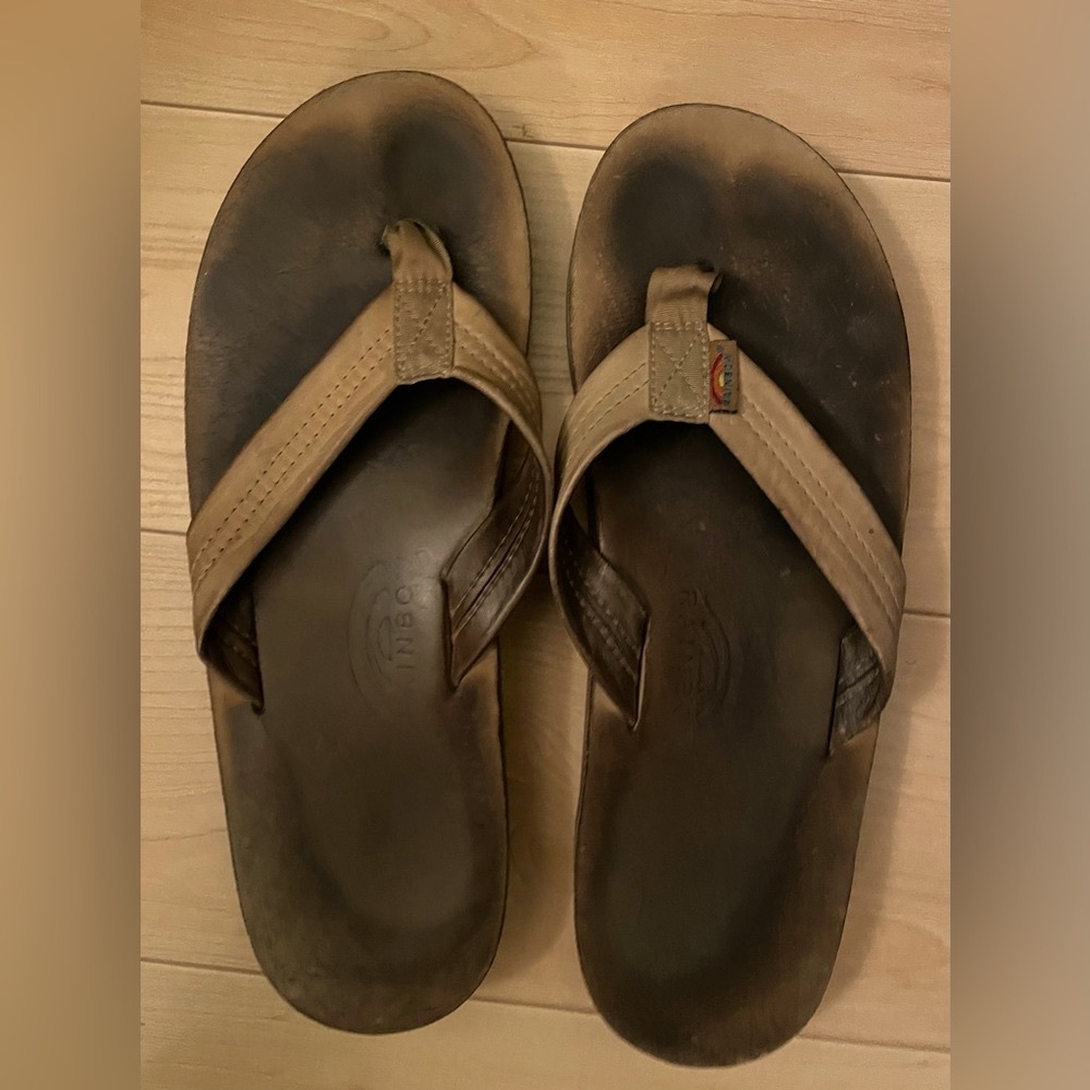 Authentic Rainbow Men's Leather Flip Flops